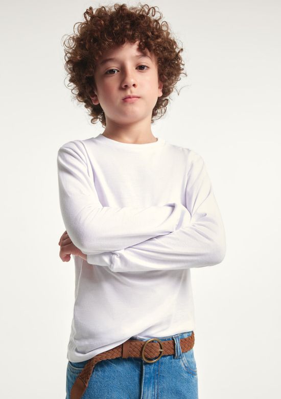 Foto do produto: Camiseta Básica Infantil Menino Manga Longa - Branco
