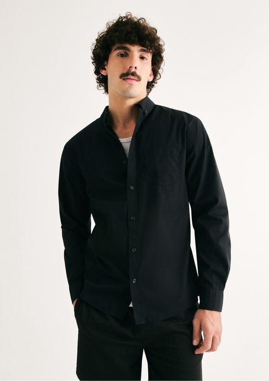 Foto do produto: Camisa Básica Masculina Manga Longa Slim - Preto