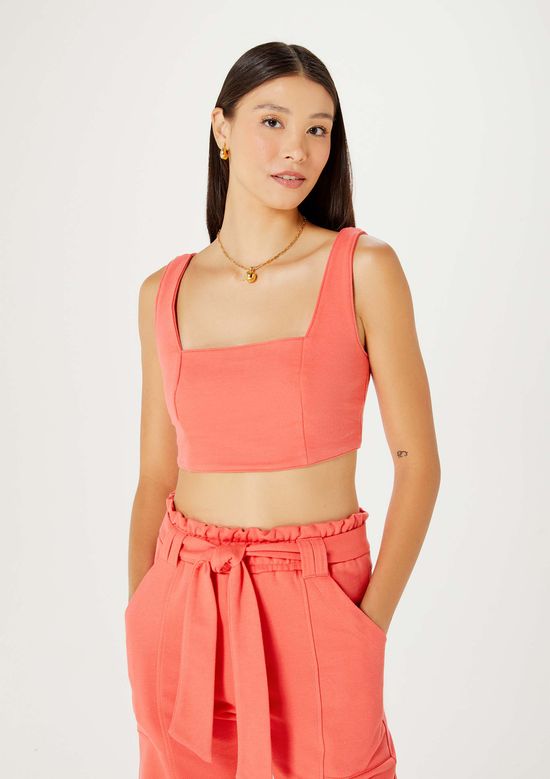 Foto do produto: Top Cropped Feminino Em Moletom Alfaiatado - Vermelho