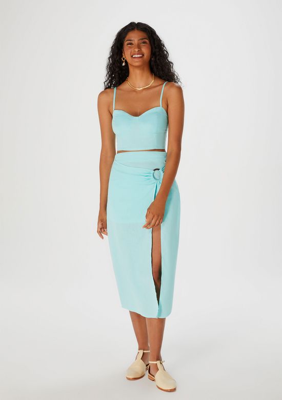 Foto do produto: Top Cropped Feminino Com Alças E Decote Princesa - Azul