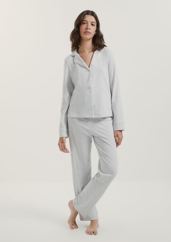 Foto do produto: Pijama Longo Feminino Com Botões - Cinza