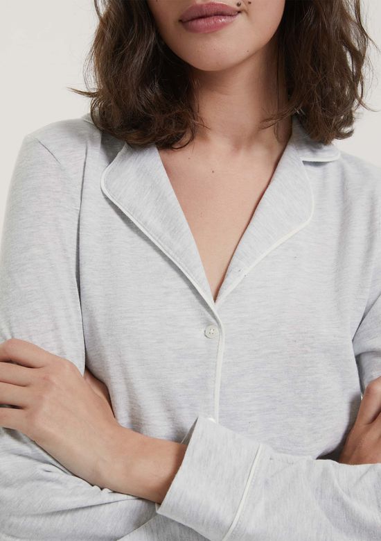 Foto do produto: Pijama Longo Feminino Com Botões - Cinza