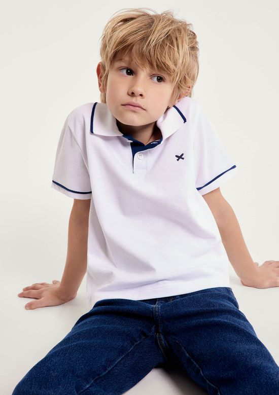 Foto do produto: Camisa Polo Básica Menino De Algodão Com Bordado - Branco