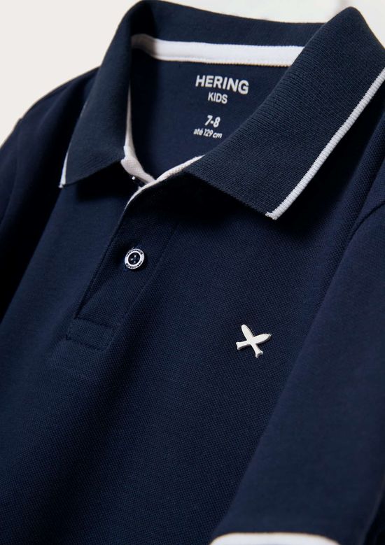 Foto do produto: Camisa Polo Básica Menino De Algodão Com Bordado - Azul