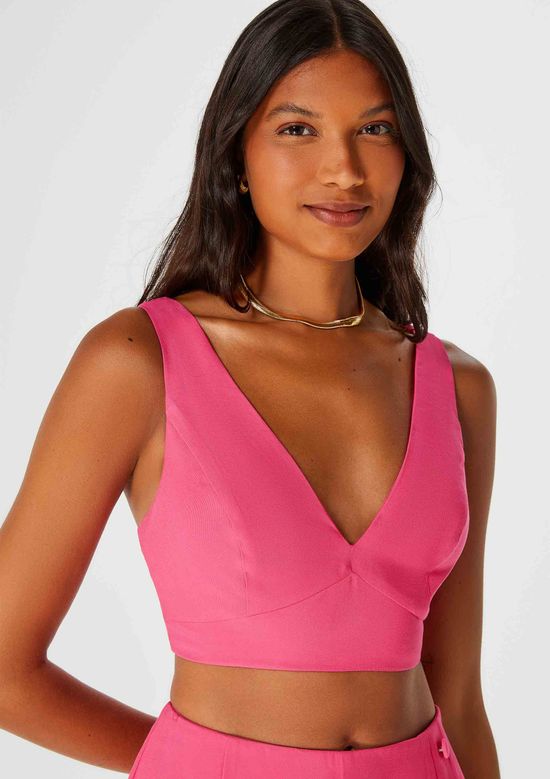 Foto do produto: Top Cropped Feminino Decote V - Rosa