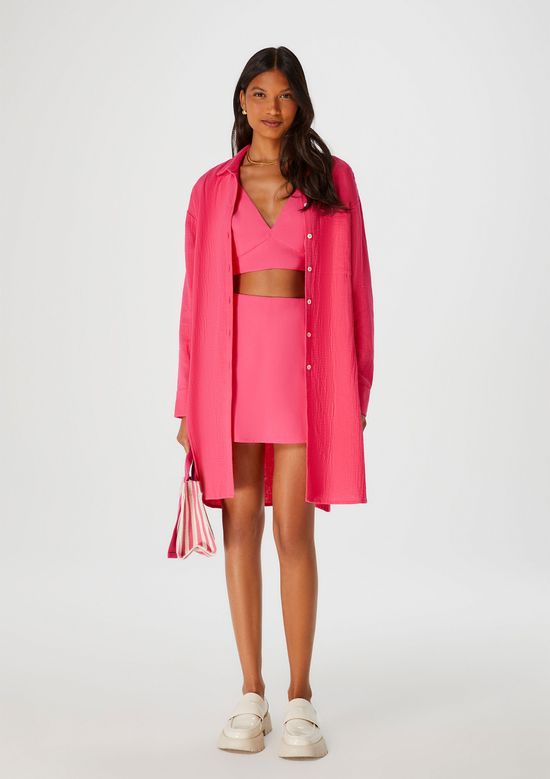 Foto do produto: Top Cropped Feminino Decote V - Rosa