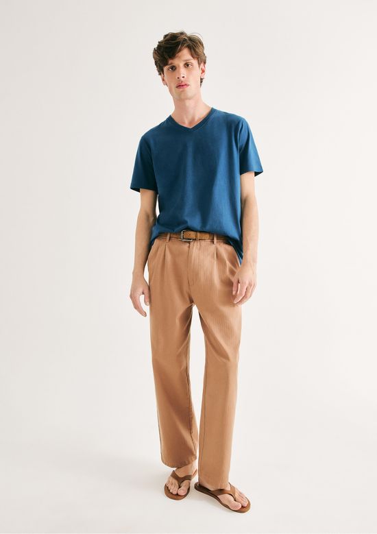 Foto do produto: Camiseta Básica Masculina Manga Curta Gola V World - Azul