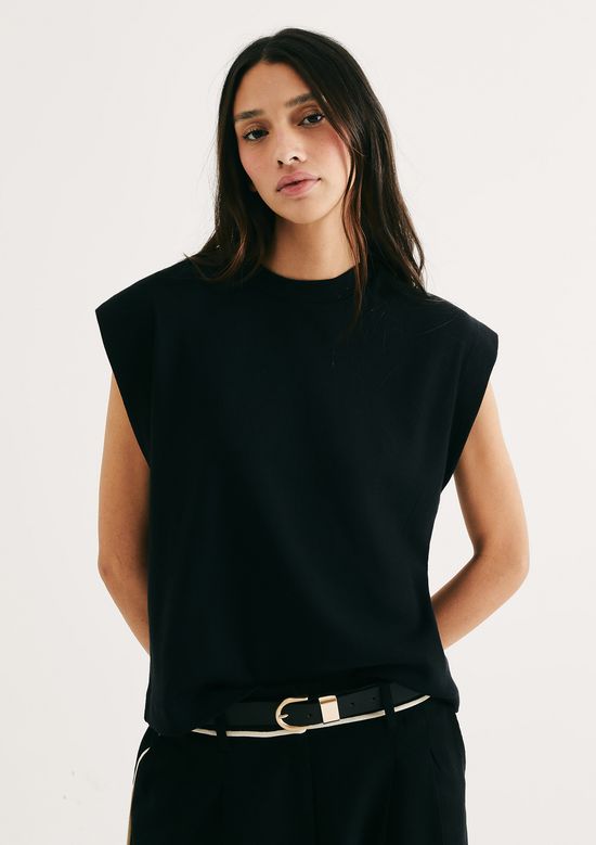 Foto do produto: Regata Muscle Feminina Em Ribana - Preto