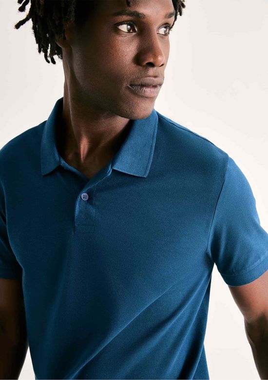 Foto do produto: Camisa Polo Básica Masculina Manga Curta Em Piquet - Azul