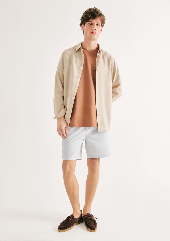 Foto do produto: Camisa Masculina Manga Longa Slim Com Linho - Off white