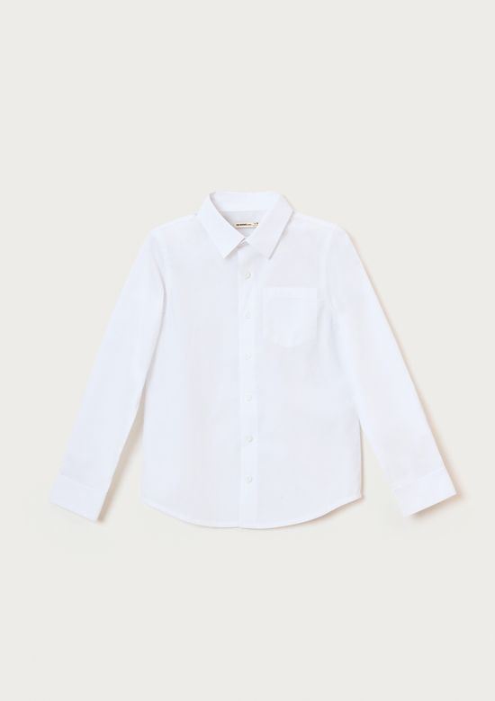 Foto do produto: Camisa Infantil Menino Manga Longa Com Bolso - Branco