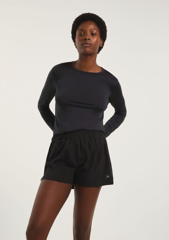 Foto do produto: Camiseta Esportiva Feminina Manga Longa Proteção Uv - Preto