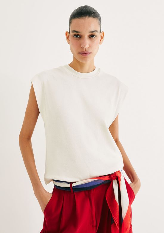 Foto do produto: Regata Muscle Feminina Em Ribana - Creme