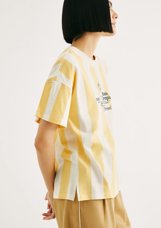 Foto do produto: Camiseta Feminina Listrada Em Malha de Algodão - Amarelo