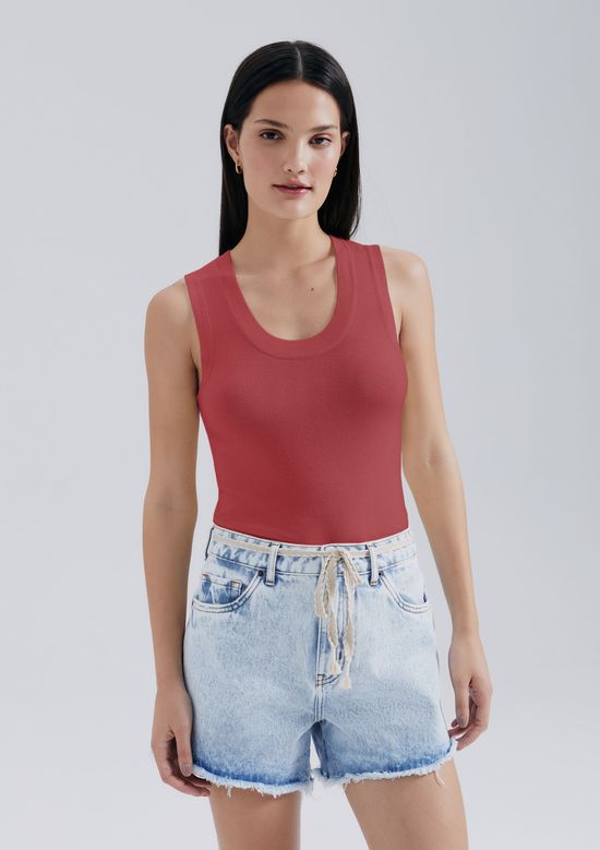 Foto do produto: Regata Feminina Slim Decote U Em Tricô De Viscose - Rosa