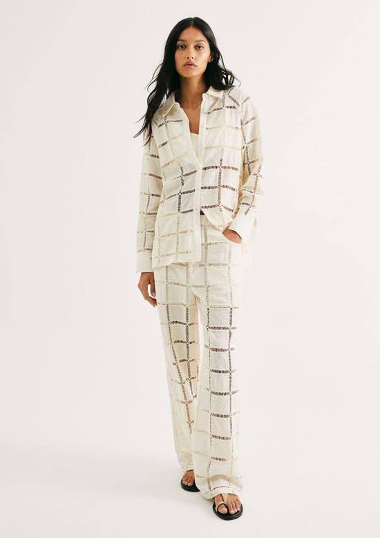 Foto do produto: Calça Feminina Reta Em Laise - Off white