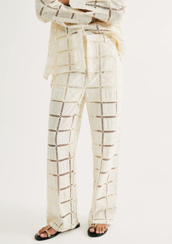 Foto do produto: Calça Feminina Reta Em Laise - Off white