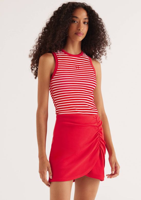 Foto do produto: Regata Feminina Listrada Em Malha Premium - Vermelho