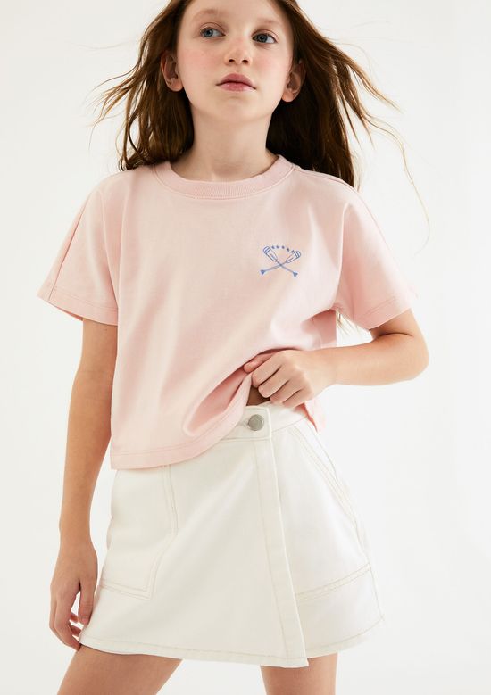 Foto do produto: Shorts Saia Infantil Em Sarja - Natural