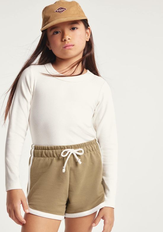 Foto do produto: Blusa Infantil Menina Manga Longa Em Ribana - Off white