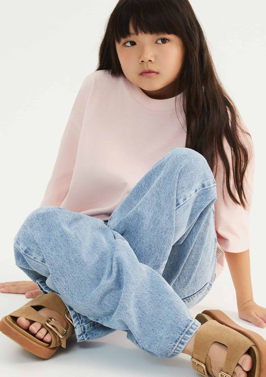 Foto do produto: Blusa Infantil Menina Oversized Em Malha Binada - Rosa