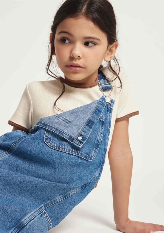 Foto do produto: Blusa Infantil Menina Manga Curta Em Ribana - Off white