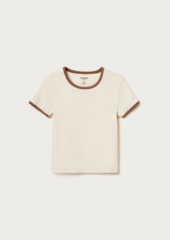 Foto do produto: Blusa Infantil Menina Manga Curta Em Ribana - Off white