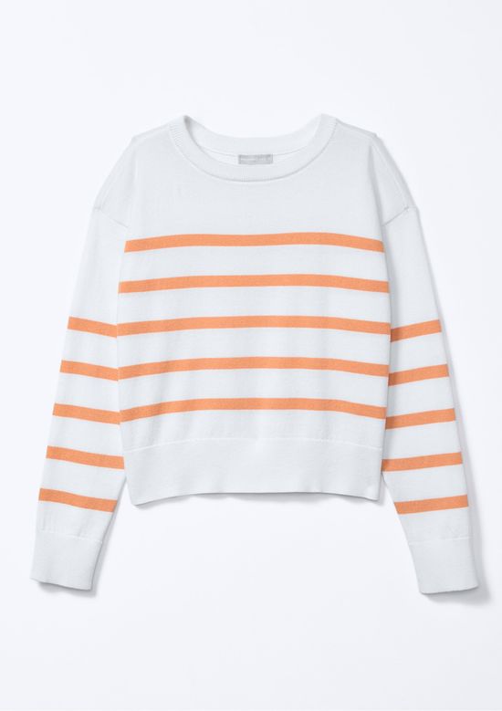 Foto do produto: Blusão Em Tricô Infantil Menina Listrado - Off white