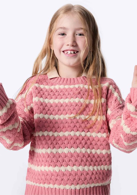 Foto do produto: Blusão Infantil Menina Tricô Texturizado - Rosa