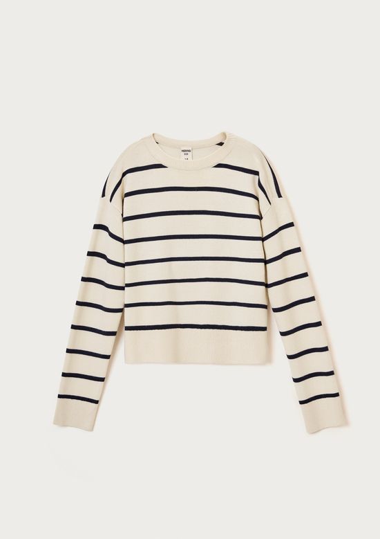 Foto do produto: Blusão Em Tricô Infantil Menina Listrado - Off white