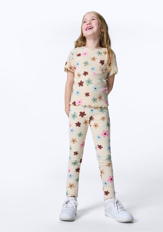Foto do produto: Calça Legging Infantil Menina Estampada Em Ribana - Nude