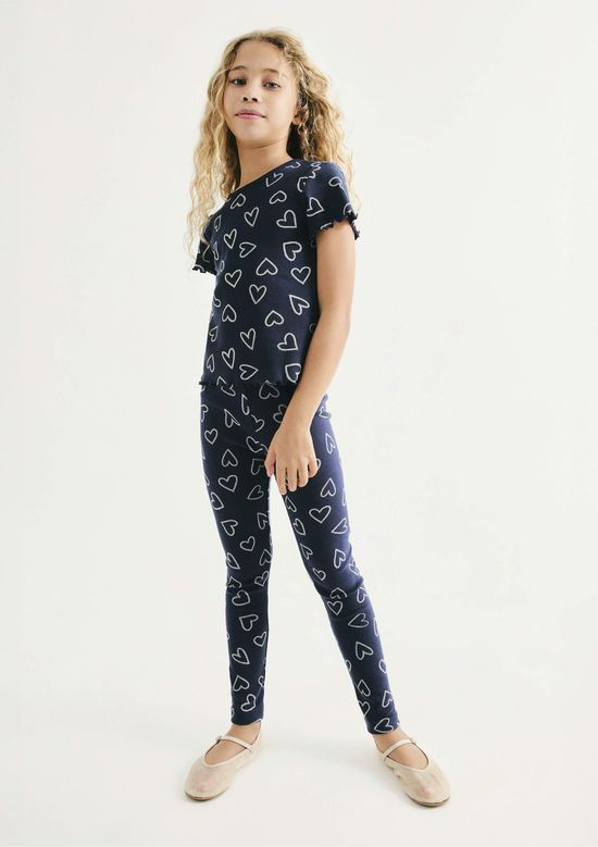 Foto do produto: Calça Legging Infantil Menina Estampada Em Ribana - Azul