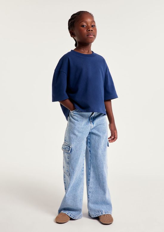 Foto do produto: Calça Jeans Wide Leg Infantil Menina - Azul