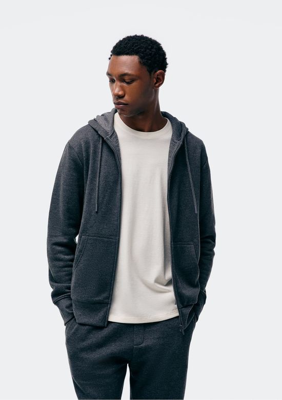 Foto do produto: Jaqueta Básica Masculina Regular Em Moletom Peluciado - Cinza