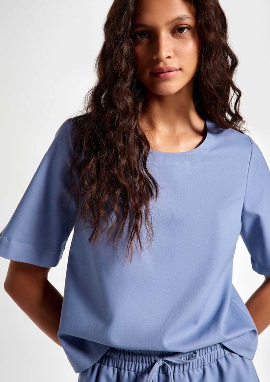 Foto do produto: Blusa Feminina Manga Média Com Linho - Cinza