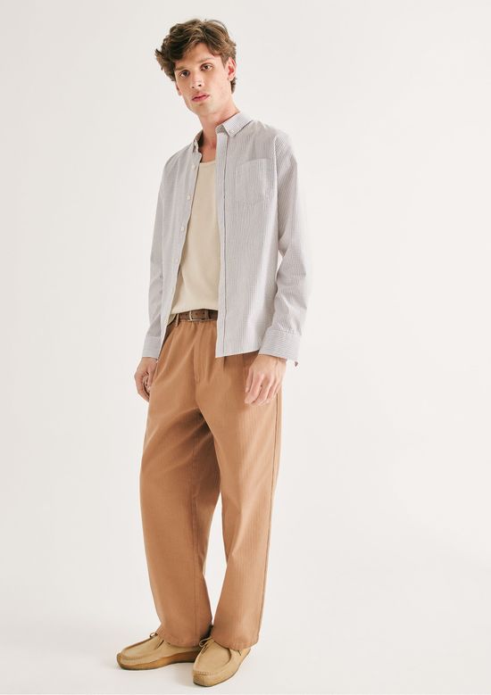 Foto do produto: Camisa Básica Masculina Manga Longa Slim Xadrez - Off white