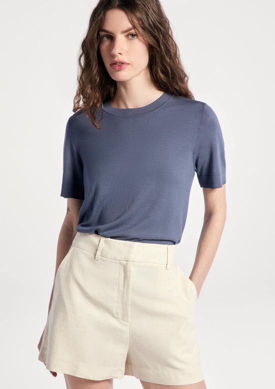 Foto do produto: Blusa Feminina Manga Curta Em Tricô Leve - Cinza