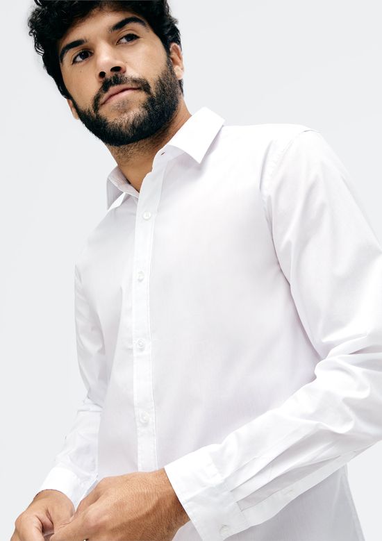 Foto do produto: Camisa Básica Masculina Super Slim Manga Longa - Branco