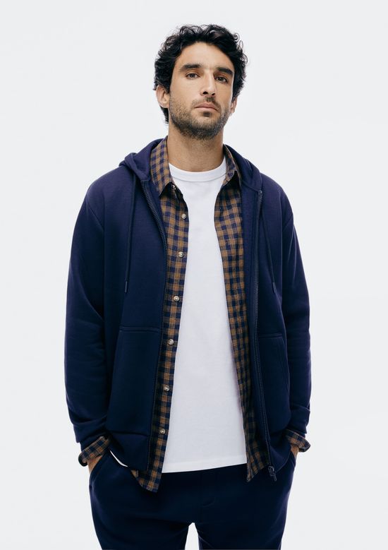 Foto do produto: Jaqueta Básica Masculina Regular Em Moletom Peluciado - Azul