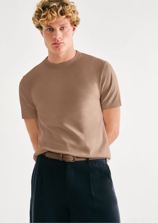 Foto do produto: Camiseta Masculina Tricô Manga Curta - Marrom