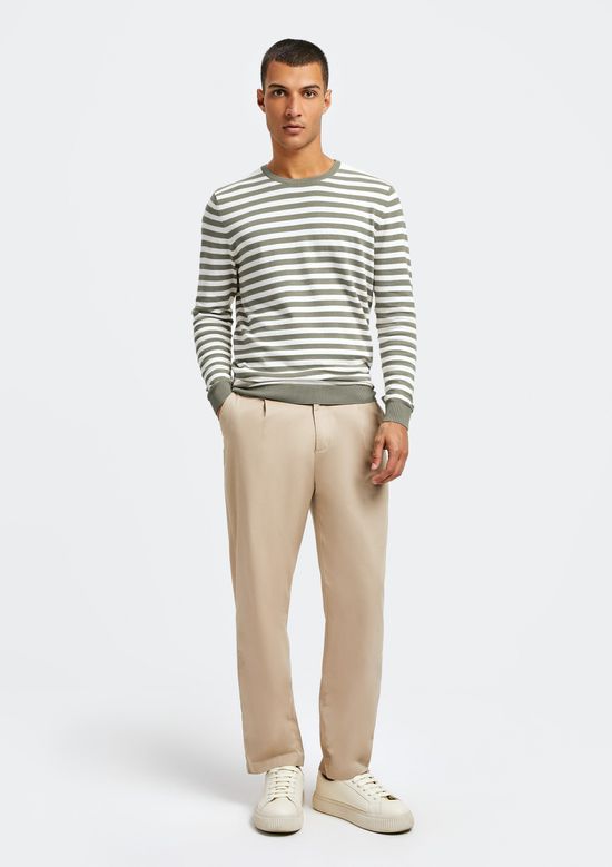 Foto do produto: Blusão Básico Masculino Listrado Em Tricô - Bege