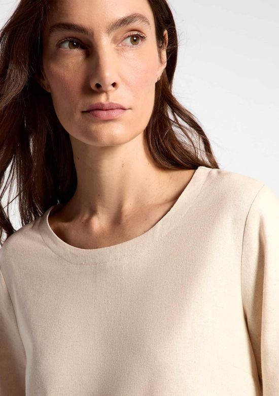 Foto do produto: Blusa Feminina Manga Média Com Linho - Off white