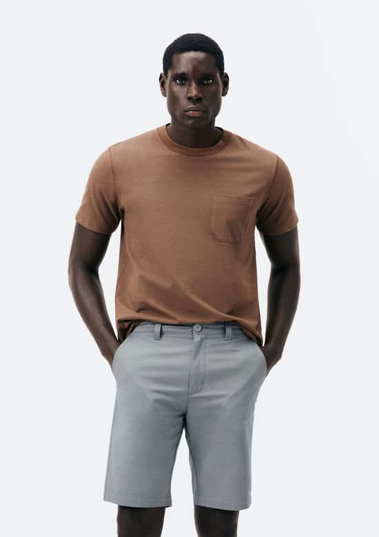 Foto do produto: Bermuda Básica Masculina Chino Reta Em Sarja - Cinza