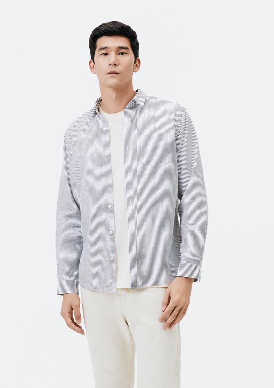 Foto do produto: Camisa Básica Masculina Manga Longa Slim Xadrez - Branco