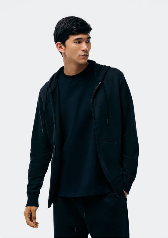 Foto do produto: Jaqueta Básica Masculina Regular Em Moletom Peluciado - Preto