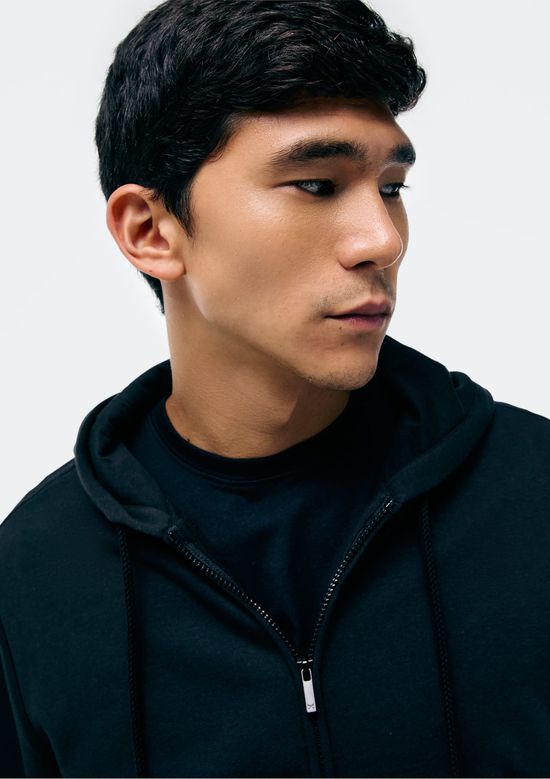 Foto do produto: Jaqueta Básica Masculina Regular Em Moletom Peluciado - Preto