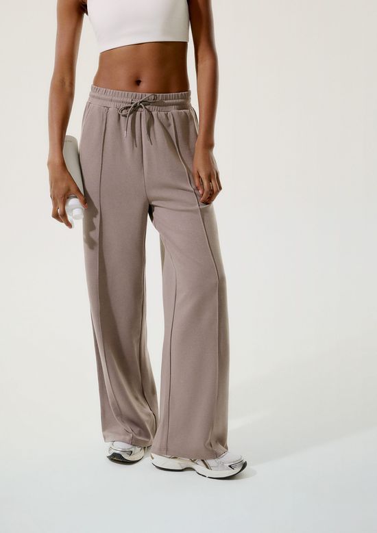 Foto do produto: Calça Esportiva Feminina Pantalona Com Prega - Bege