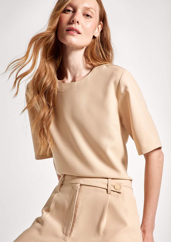 Foto do produto: Calça Feminina Reta Cintura Alta Peach Touch - Bege