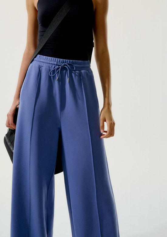 Foto do produto: Calça Esportiva Feminina Pantalona Com Prega - Azul