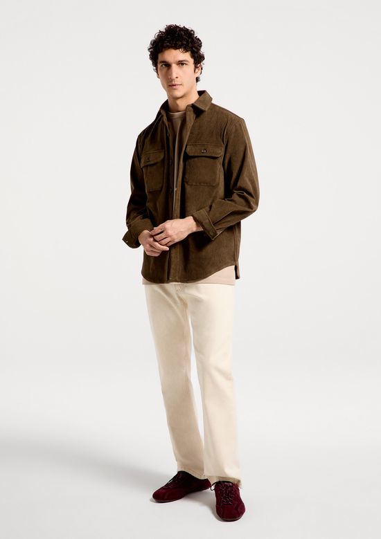 Foto do produto: Camisa Overshirt Masculina Manga Longa Em Veludo Cotelê - Marrom